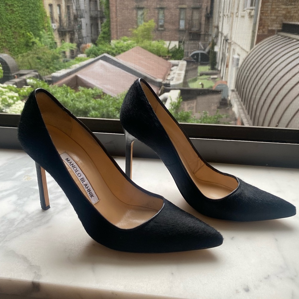 Manolo Blahnik Black Mohair Pumps